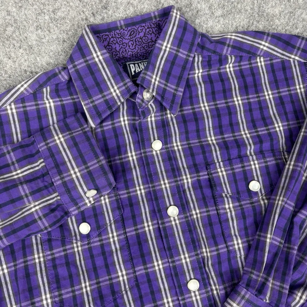 Panhandle Western Shirt Boys Small 6 Purple Pearl Snap Button Up Cowboy Rodeo‎